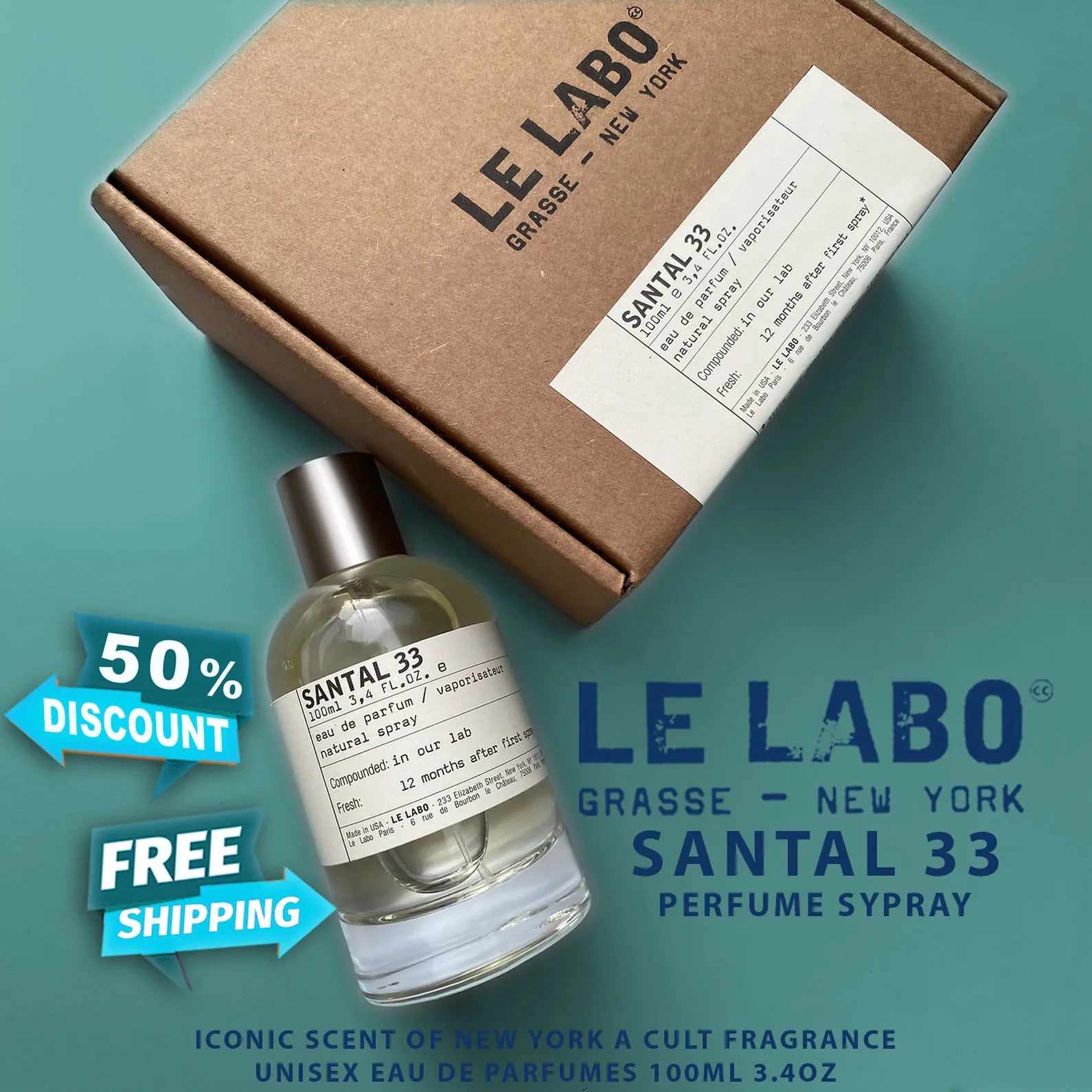 Le Labo Santal 33 EDP 3.4 oz for Unisex 100% Authentic online Ret.$299