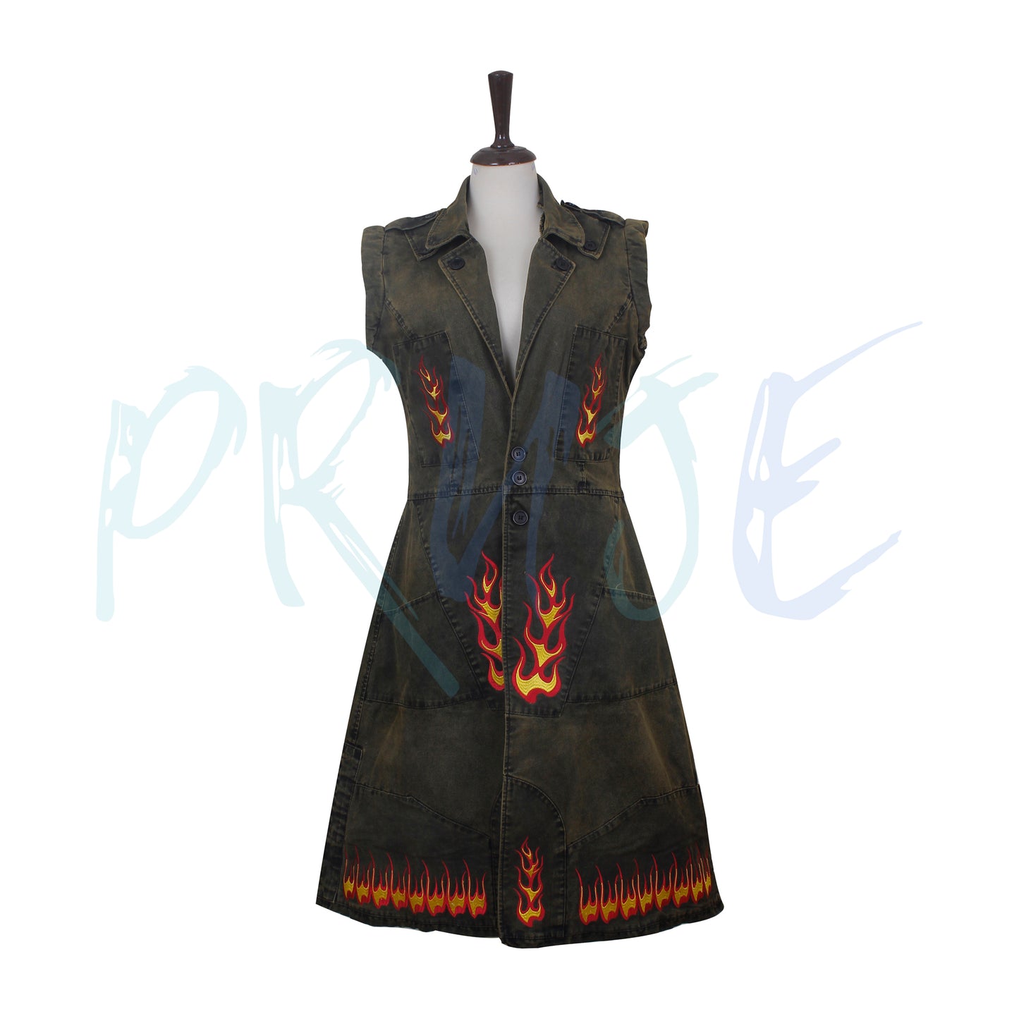 SW inspired Long Coat with Flame Design, Cosplay Trench Coat - PRUJE