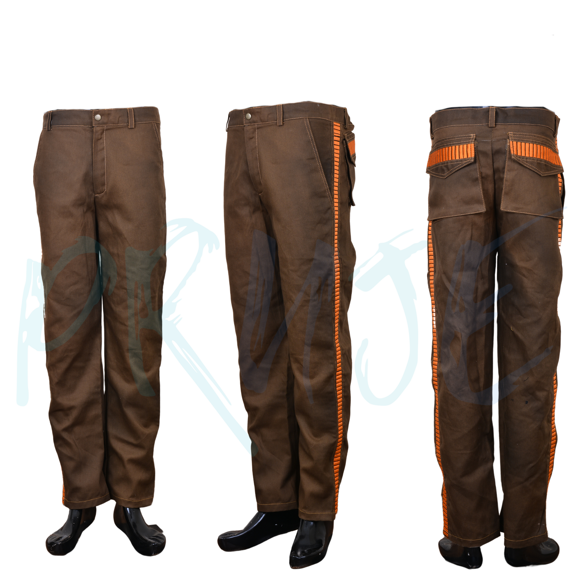 Inspired by Han Solo- SW Utility Pants | Custom Handmade Cosplay Pants-orange stripes pant - PRUJE