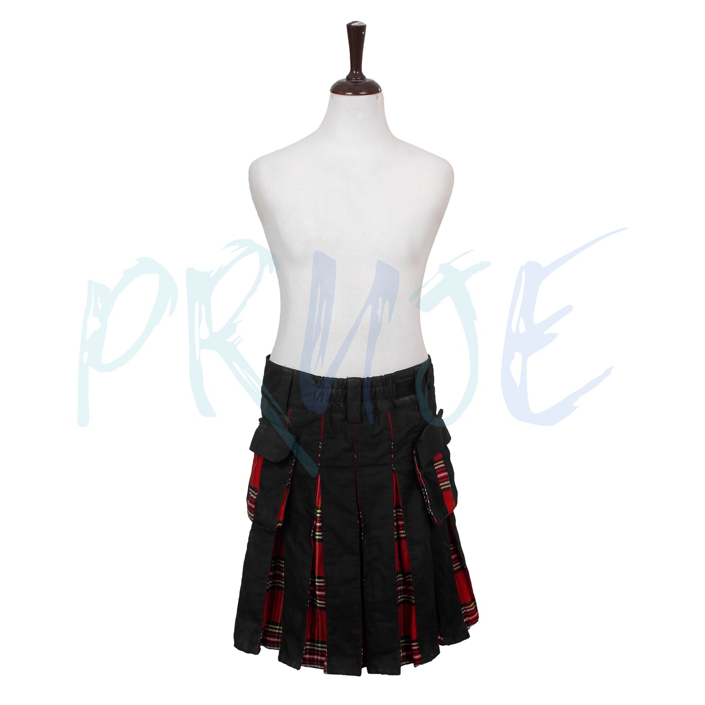 Handcrafted Black and Red Tartan Kilt with Utility Pockets Scottish Utility Kilt Hybrid Custom Made Premium Kilt For Men - PRUJE