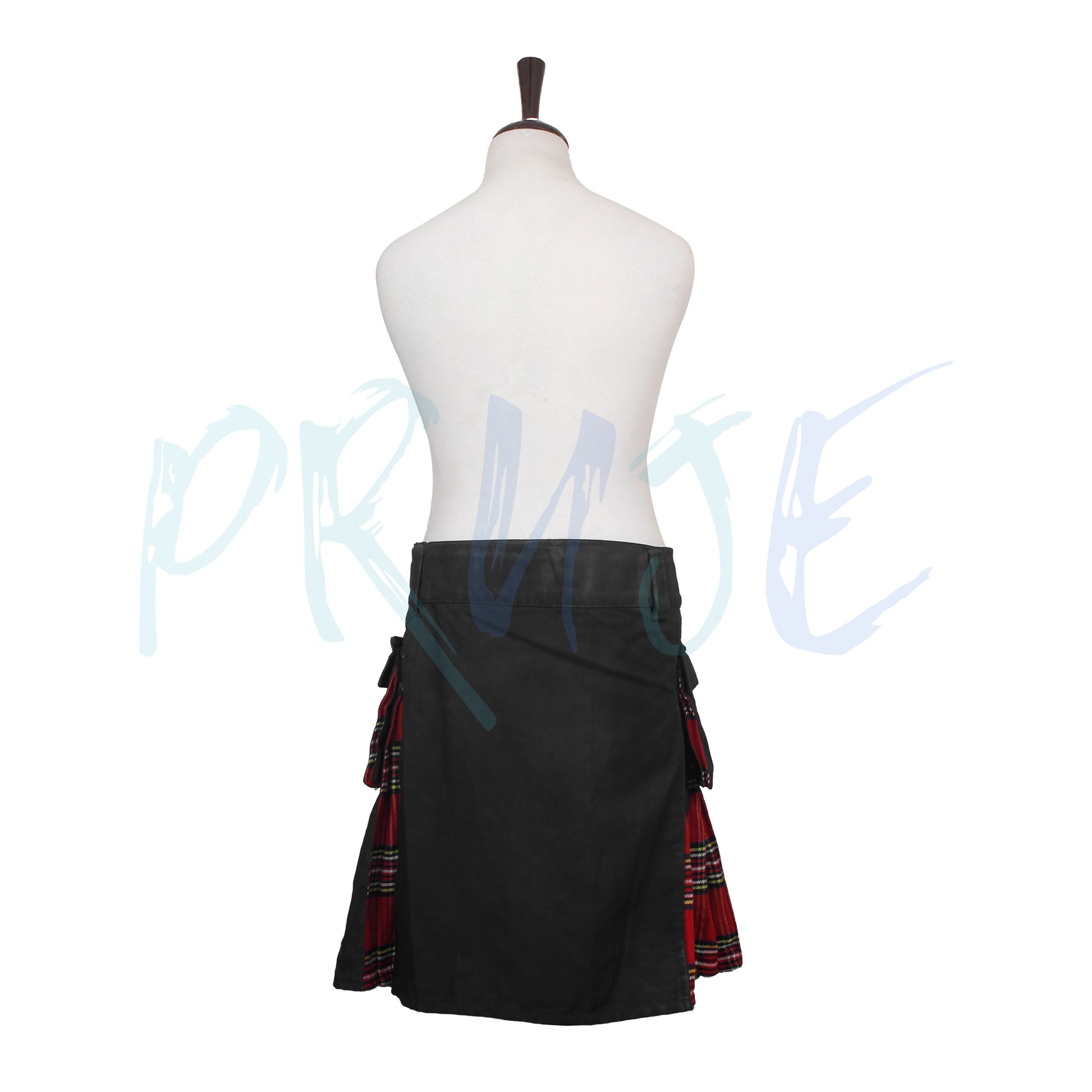 Handcrafted Black and Red Tartan Kilt with Utility Pockets Scottish Utility Kilt Hybrid Custom Made Premium Kilt For Men - PRUJE