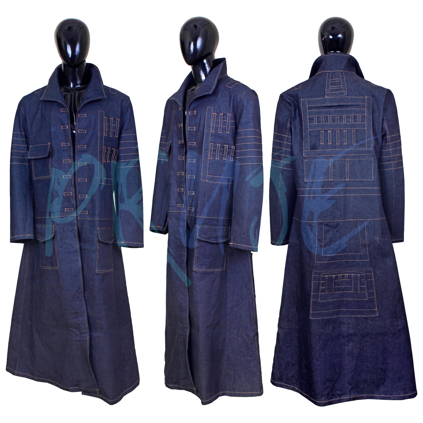 Inspired by Nick Valentine Long Denim Coat, FO 4 cosplay trench coat - PRUJE