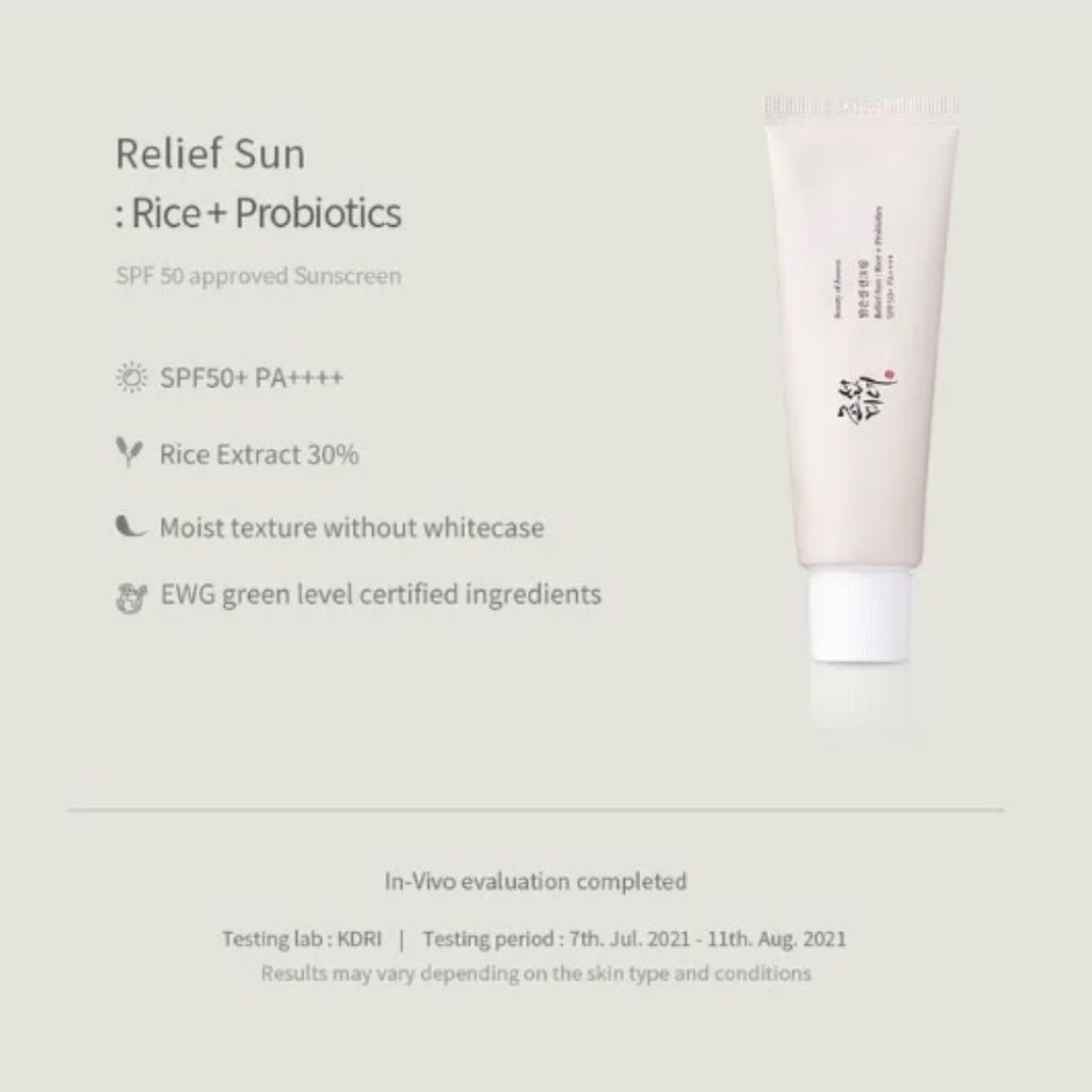 Beauty of Joseon Skin Care Rice Relief Sunscreen Anti Aging Gentle Sunscreen Makeup Primer Moisturizing Waterproof No-greasy - PRUJE